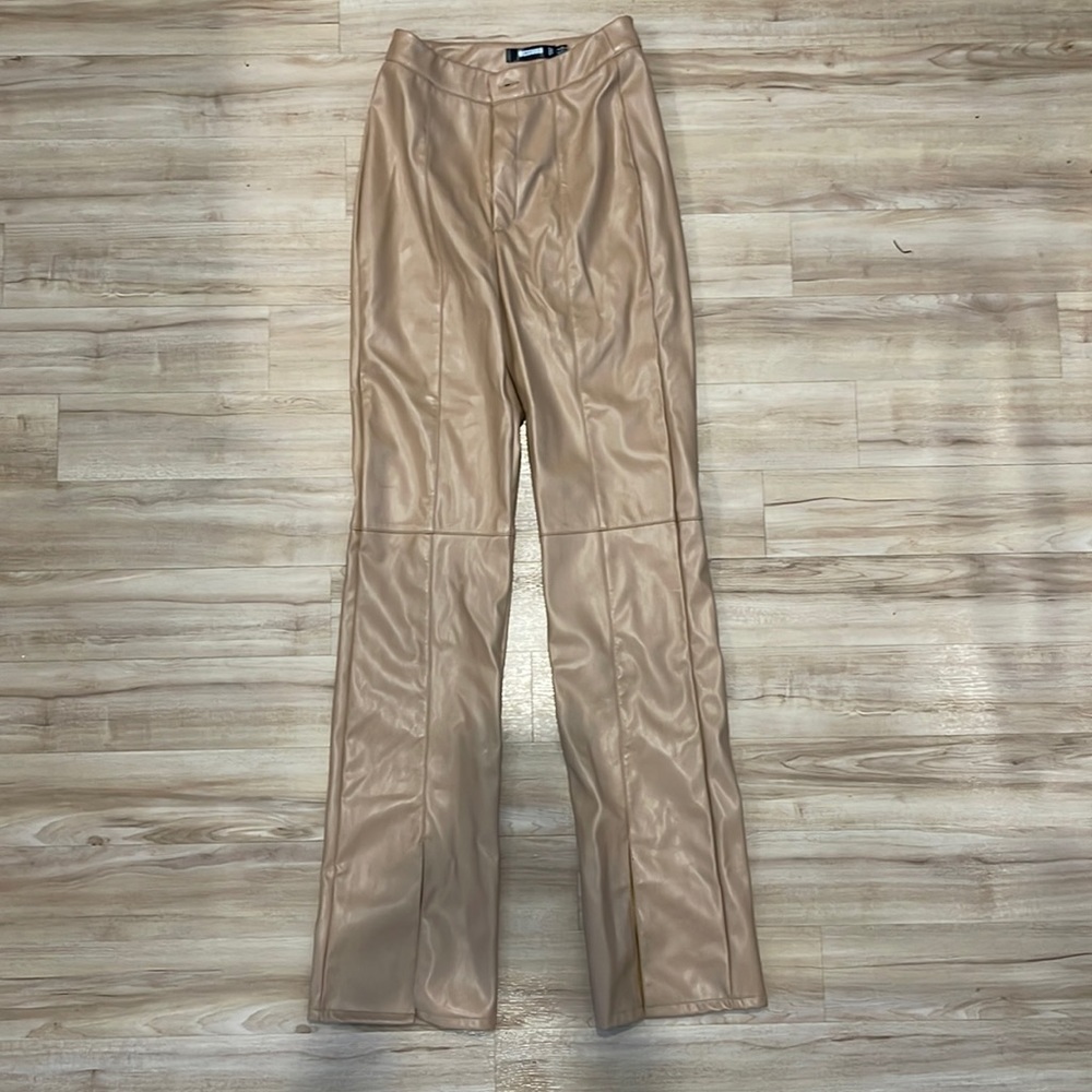 Missguided Cream Leather Pant